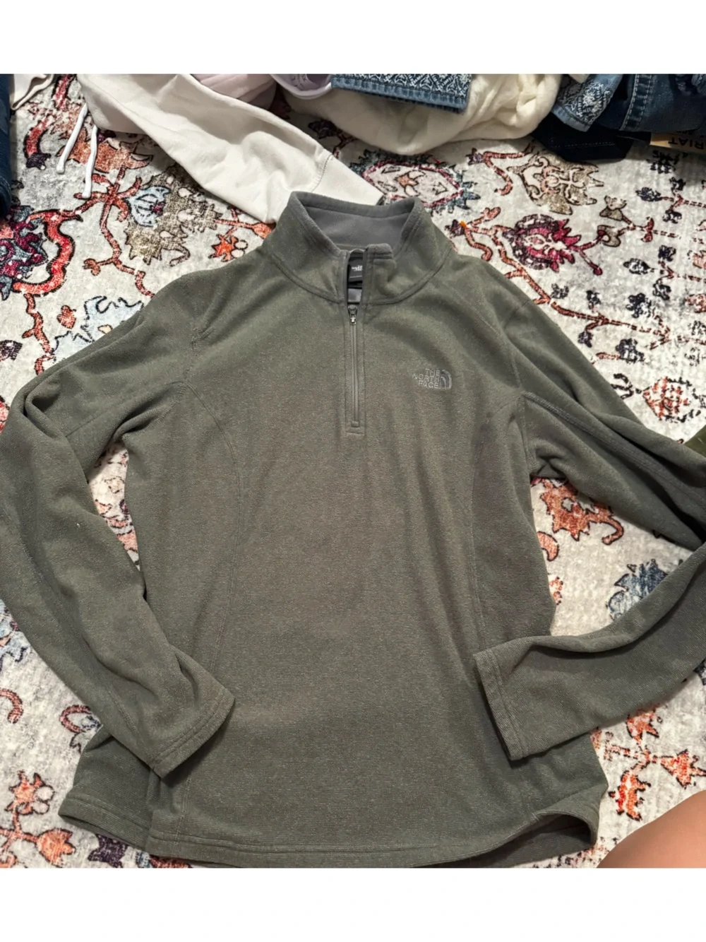 The North Face Men's Olive Green Half-Zip Sweater
